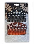 COMBS CROWN SHAPE WITH CLEAR STONES 4PK
